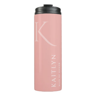 Simple Rose Monogram Personalized Maid of Honour Thermal Tumbler