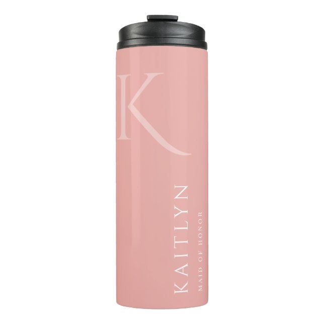 Simple Rose Monogram Personalized Maid of Honour Thermal Tumbler (Front)