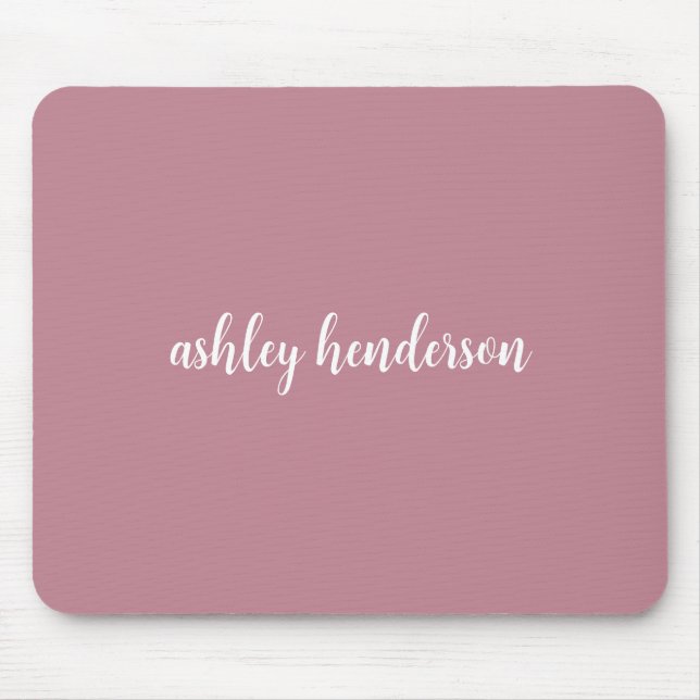 Simple Rose Pink Full Name Monogrammed Mouse Pad (Front)