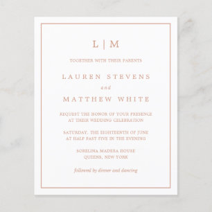 Simple Rose Pink Monogram Budget Wedding Invite