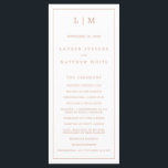Simple Rose Pink Monogram Elegant Wedding Program<br><div class="desc">Modern Wedding Program featuring a simple yet elegant design with a traditional layout. Your two letter monogram is at the top along with your details surrounded by a thin border. All design elements are faux rose gold over a white background and may be changed in the design editing tool. A...</div>