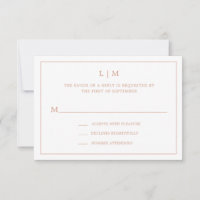 Simple Rose Pink Monogram Elegant Wedding