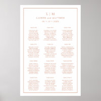 Simple Rose Pink Monogram Wedding Seating Chart