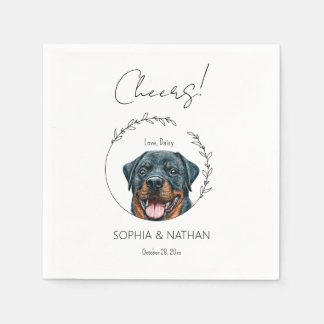 Simple Rottweiler Dog Wedding Cocktail  Napkin