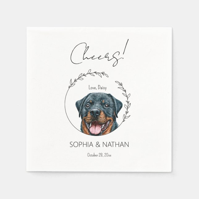 Simple Rottweiler Dog Wedding Cocktail  Napkin (Front)
