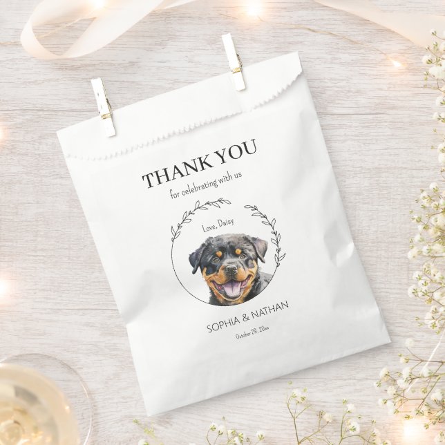 Simple Rottweiler Puppy Dog Wedding Thank You Favour Bag (Clipped)