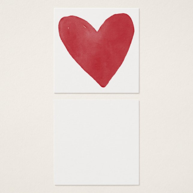 Simple, rouge, Aquarelle Coeur 14 Cartes de notes (Devant & derrière)