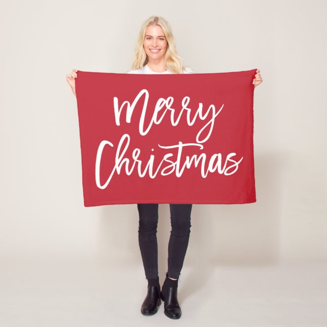 Simple rouge Joyeux Noël Petite couverture en pola (En situation)