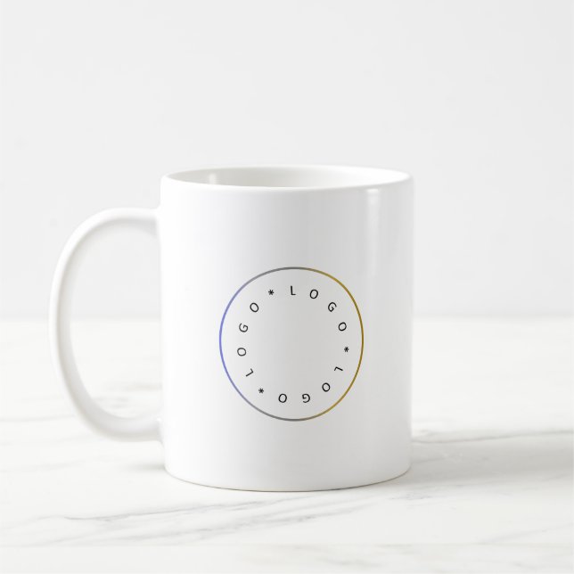 Simple Round Business Logo Gold Blue Silver Border Coffee Mug (Left)