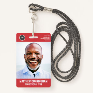 Simple Round Logo  Employee Photo Name Barcode Badge