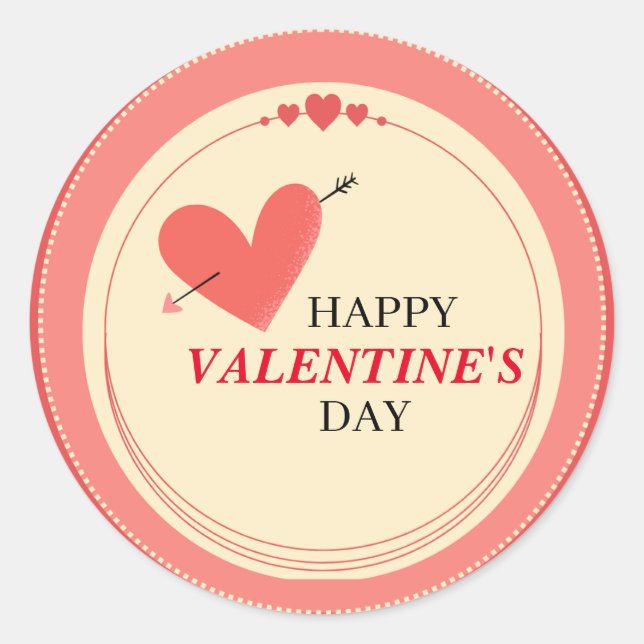 Simple round pink red valentine's day sticker (Front)