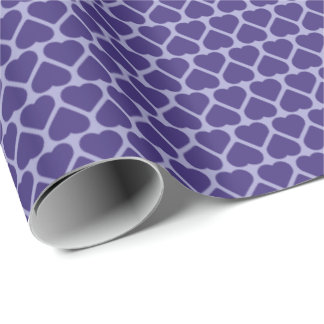 Simple Rows of Small Purple Hearts on Lavender Wrapping Paper