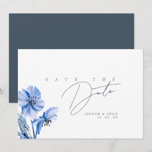 Simple Royal Blue Opulence Floral Wedding Save The Date