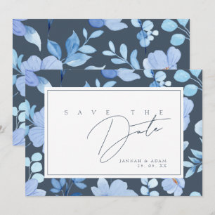 Simple Royal Blue Opulence Wildflowers Wedding Save The Date