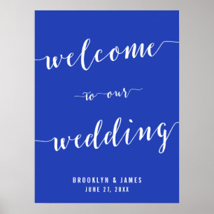 Simple Royal Blue Wedding Reception Sign Print