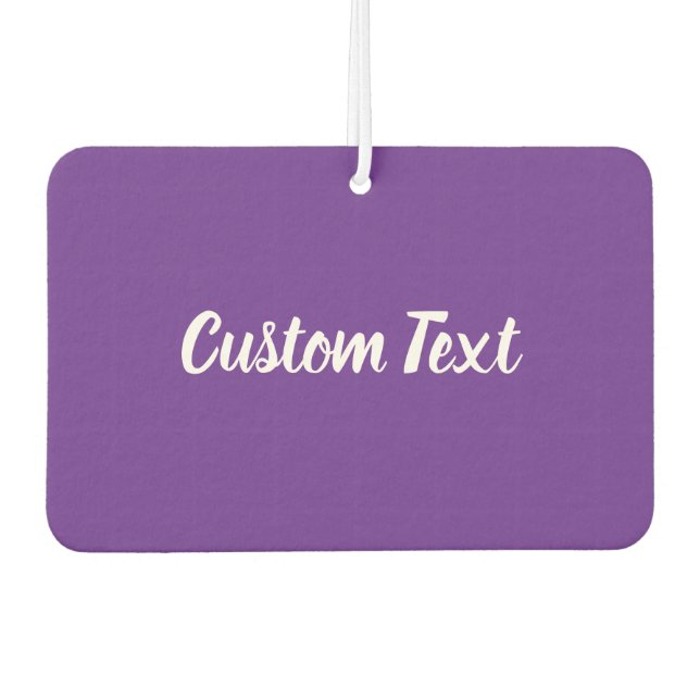 Simple Royal Purple and White Script Text Template Air Freshener (Front)