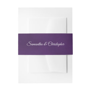 Simple Royal Purple Couple's Names Wedding Invitation Belly Band