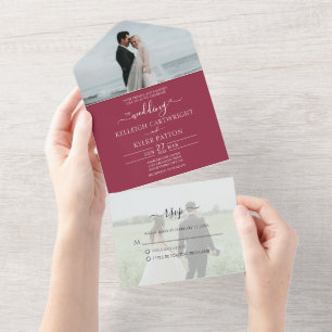 Simple RSVP 2 Photo All in One Wedding Invitation