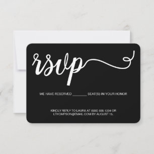 Simple RSVP Black lwithout mailing Reserved Seat Card