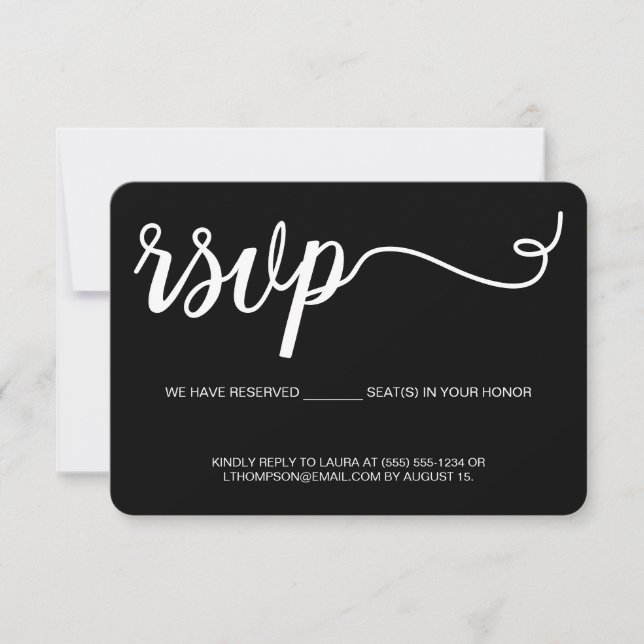 Simple RSVP Black sans mailing Siège réservé (Devant)