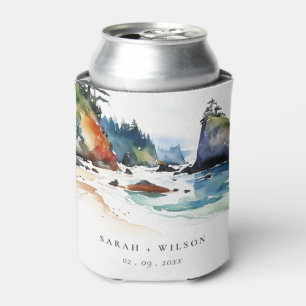 Simple Ruby Beach Olympic National Park Wedding Can Cooler