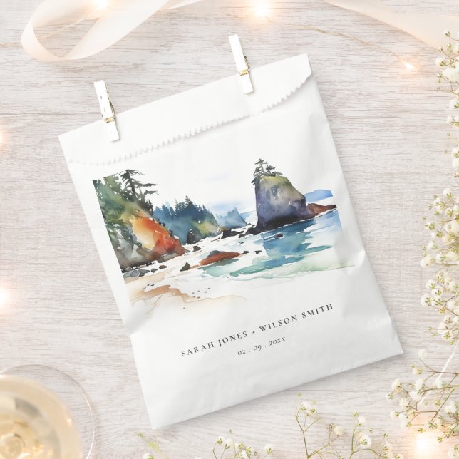 Simple Ruby Beach Olympic National Park Wedding Favour Bag (Clipped)