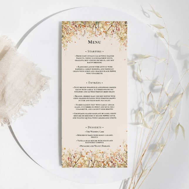 Simple Russe Automne Beige Mariage plat Menu (Créateur téléchargé)