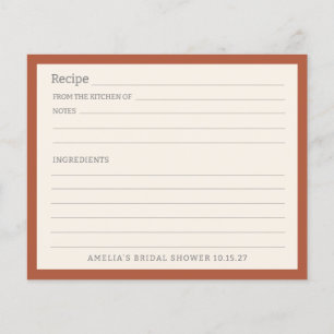 Simple Rust Orange Border Personalized Recipe Card