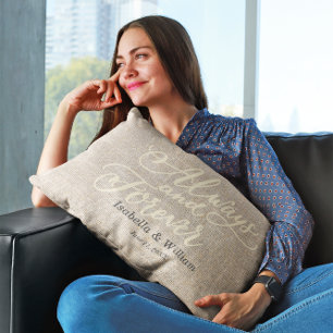 Simple Rustic Always and Forever Anniversary Lumbar Pillow
