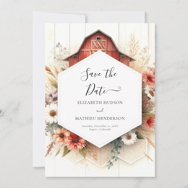 Simple Rustic Barnyard Wedding Save The Date (Front)