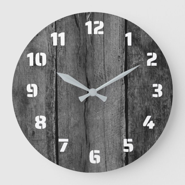 Simple Rustic Black Distressed Wood Farmhouse Large Clock (Front)