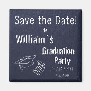 Simple Rustic Blue Stone Graduation Magnet
