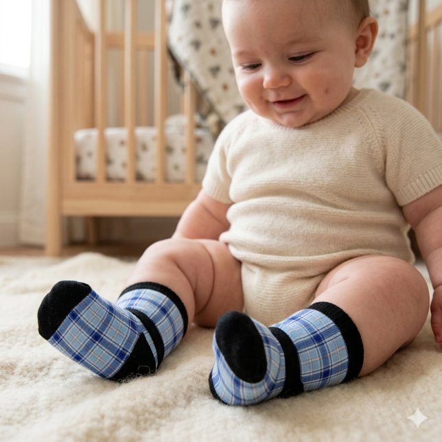 Simple Rustic Blue Style Check Pattern Socks (Creator Uploaded)