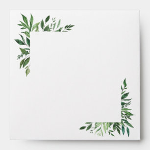 Simple rustic botanical green foliage envelope