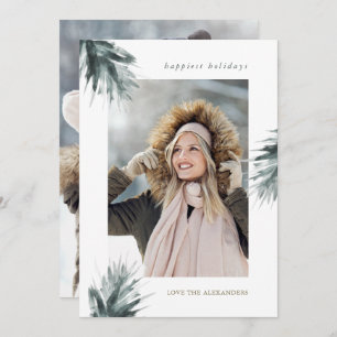 Simple Rustic Branches Two Photo Christmas Holiday