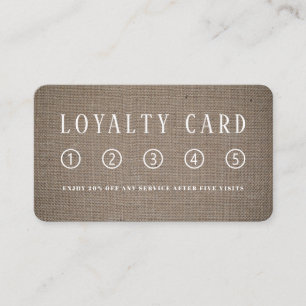 Simple Rustic Burlap Effect Loyalty Card
