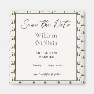 Simple Rustic Chic Forest Pattern Wedding Magnet