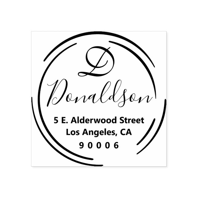 Simple Rustic Circle Return Address Rubber Stamp (Imprint)