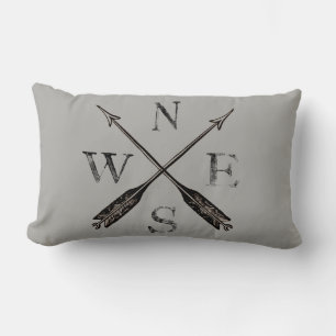 Simple Rustic Compass Decor Lumbar Pillow