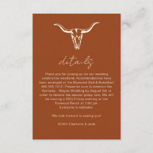 Simple Rustic Cow Skull Details Enclosure Card