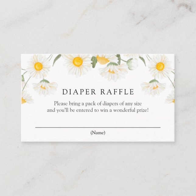 Simple Rustic Daisy Diaper Raffle Enclosure Card (Front)
