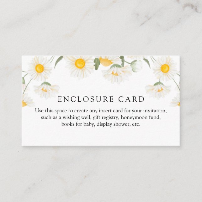 Simple Rustic Daisy Flower Custom  Enclosure Card (Front)
