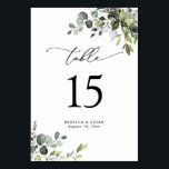Simple Rustic Eucalyptus Greenery Table Number<br><div class="desc">Designed to coordinate with our Boho Greenery wedding collection,  this customizable Menu Template features mixed watercolor greenery leaves paired with a classy serif in black. Matching items available.</div>