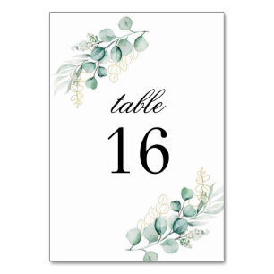 Simple Rustic Eucalyptus Greenery Wedding Table Number