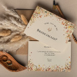 Simple Rustic Fall Beige Bridesmaid Proposal Card<br><div class="desc">This Simple Rustic Fall Beige Bridesmaid Proposal Card design features a timeless neutral base palette of beige and gold with delicately muted colourful embellishments of golden branches and lovely autumn florals with softly falling leaves in red, copper, dusty rose, burnt orange, terracotta, and the full fall colour flourish. These botanical...</div>