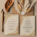 Simple Rustic Fall Beige Wedding Details and Invitation<br><div class="desc">This Simple Rustic Fall Beige Wedding Details and Invitation design features a timeless neutral base palette of beige and gold with delicately muted colourful embellishments of golden branches and lovely autumn florals with softly falling leaves in red, copper, dusty rose, burnt orange, terracotta, and the full fall colour flourish. These...</div>