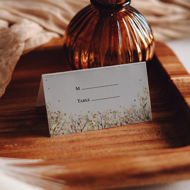 Simple Rustic Fall Beige Wedding Folded Place Place Card (Creator Uploaded)