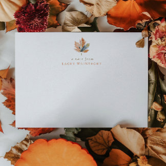 Simple Rustic Fall Leaf Personalized Card