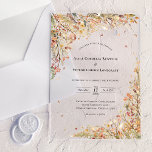 Simple Rustic Fall Wedding Acrylic Invitations<br><div class="desc">This Simple Rustic Fall Wedding Acrylic Invitations design features a timeless neutral base palette of beige and gold on clear acrylic backgrounds with delicately muted colourful embellishments of golden branches and lovely autumn florals with softly falling leaves in red, copper, dusty rose, burnt orange, terracotta, and the full fall colour...</div>