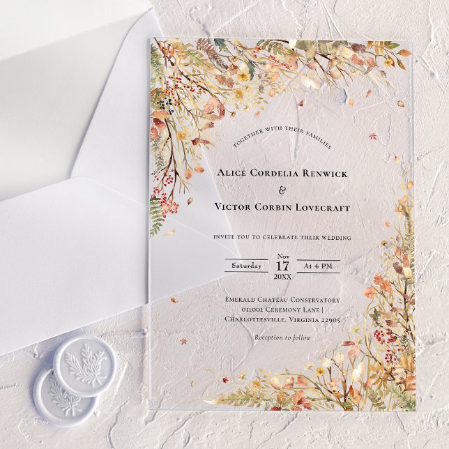 Simple Rustic Fall Wedding Acrylic Invitations (Creator Uploaded)